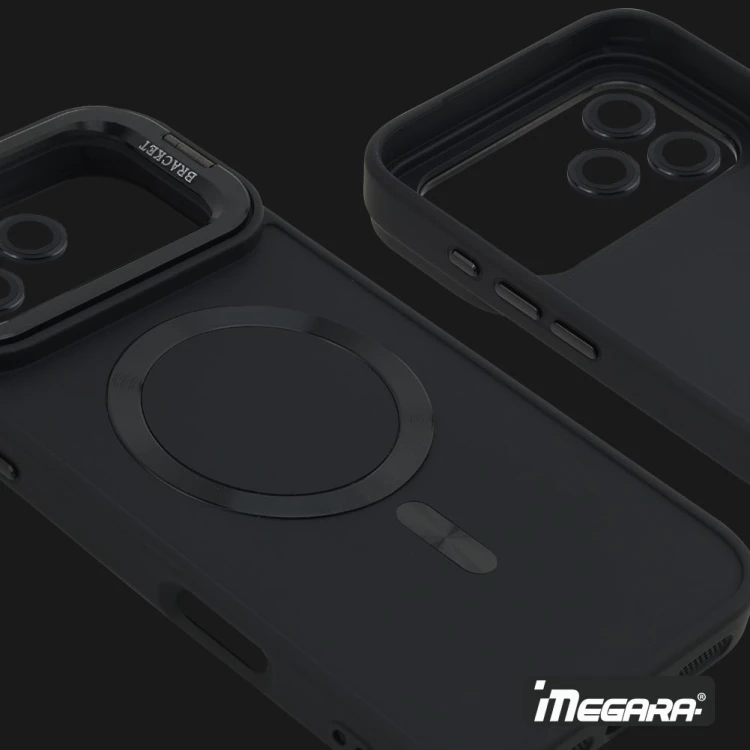 Praktyczna obudowa Megara do iPhone 17 Pro z ochroną aparatu i pełną kompatybilnością z ładowaniem bezprzewodowym