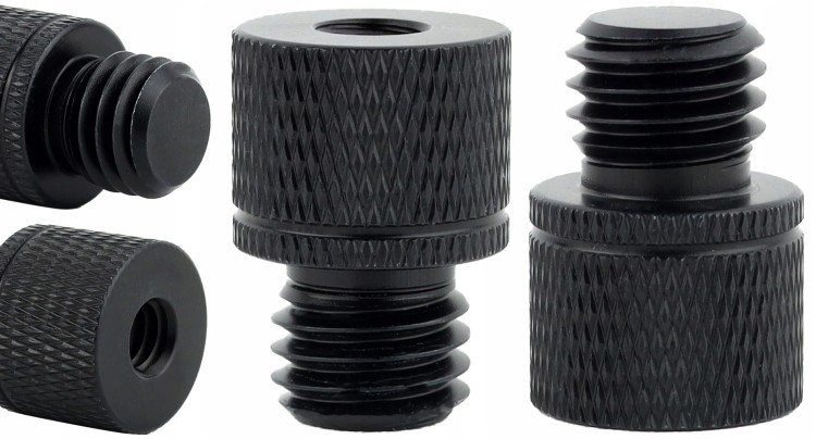 Adapter tuleja redukcja M12 na 1/4" statywowa aluminiowa czarna 23 mm