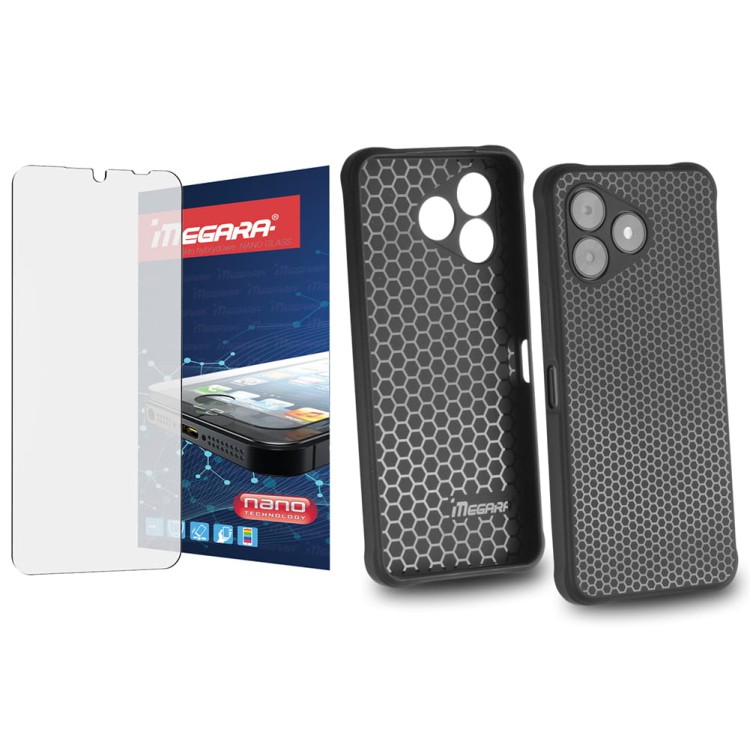 Szkło hybrydowe do HAMMER BLADE VA 5G - 6.56" + ETUI silikonowe czarne TPU