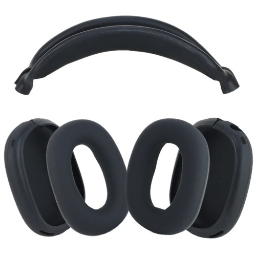 ETUI SILIKONOWE APPLE AIRPODS MAX CZARNY KOMPLET OSŁON 3w1 OCHRANIACZE CASE