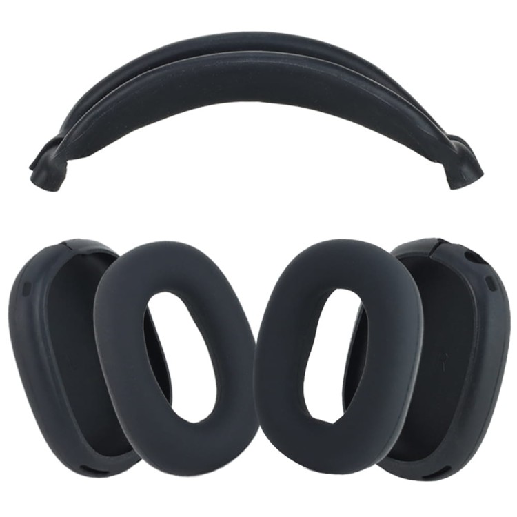 ETUI SILIKONOWE APPLE AIRPODS MAX CZARNY KOMPLET OSŁON 3w1 OCHRANIACZE CASE
