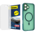 Szkło hybrydowe do iPhone 16 MATOWE + MagSafe ETUI zielone TPU