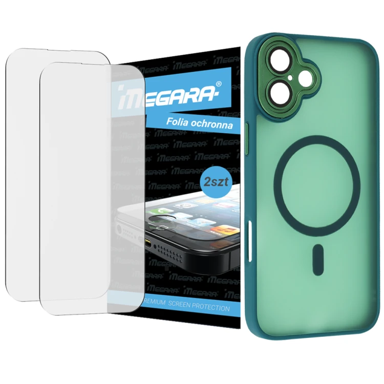Folia do iPhone 16 ochronna + MagSafe ETUI zielone TPU