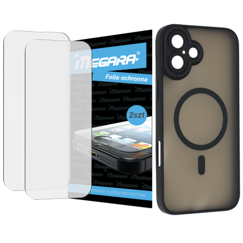 Folia do iPhone 16 PLUS ochronna + MagSafe ETUI czarne TPU