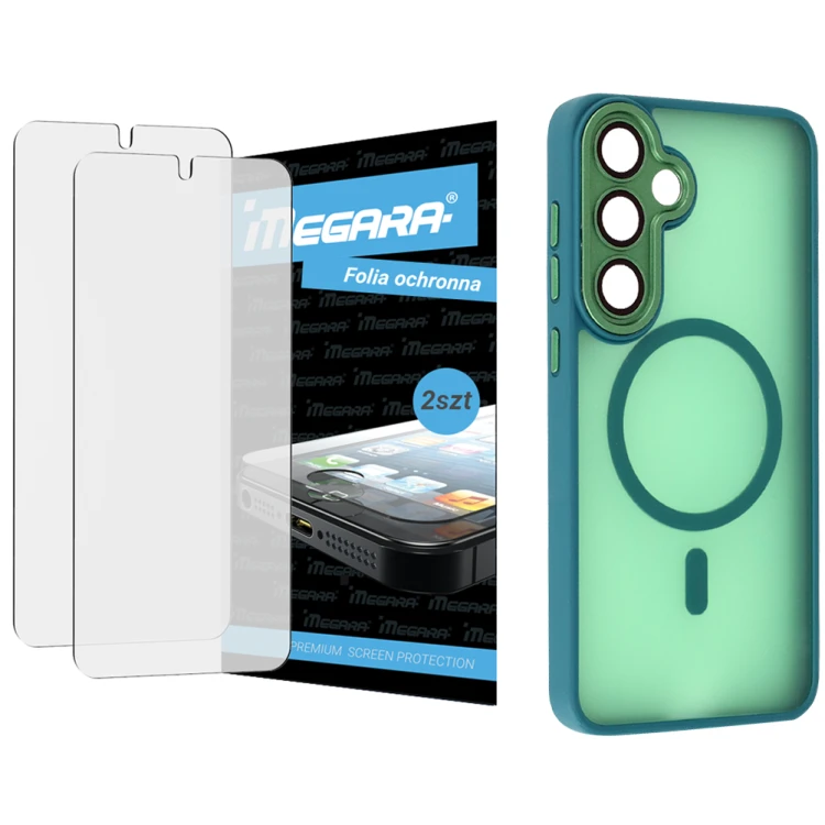 Folia do Samsung Galaxy S25 ochronna + MagSafe ETUI zielone TPU