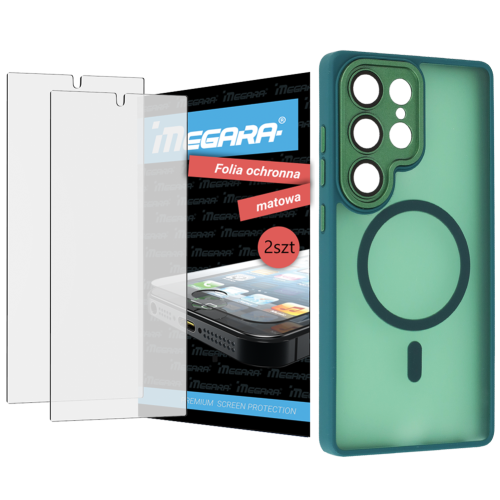 Folia do Samsung Galaxy S25 Ultra ochronna MATOWA + MagSafe ETUI zielone