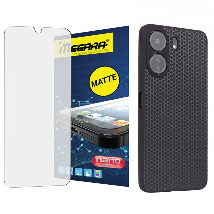 Szkło hybrydowe do XIAOMI REDMI 13C - 6.74" MATOWE + ETUI silikonowe TPU