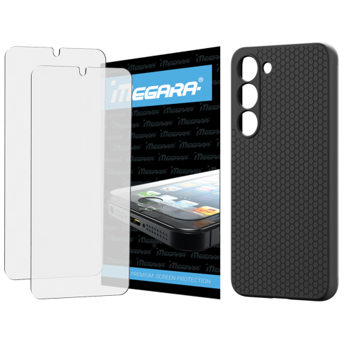 Folia do SAMSUNG GALAXY S23 ochronna + ETUI silikonowe czarne TPU