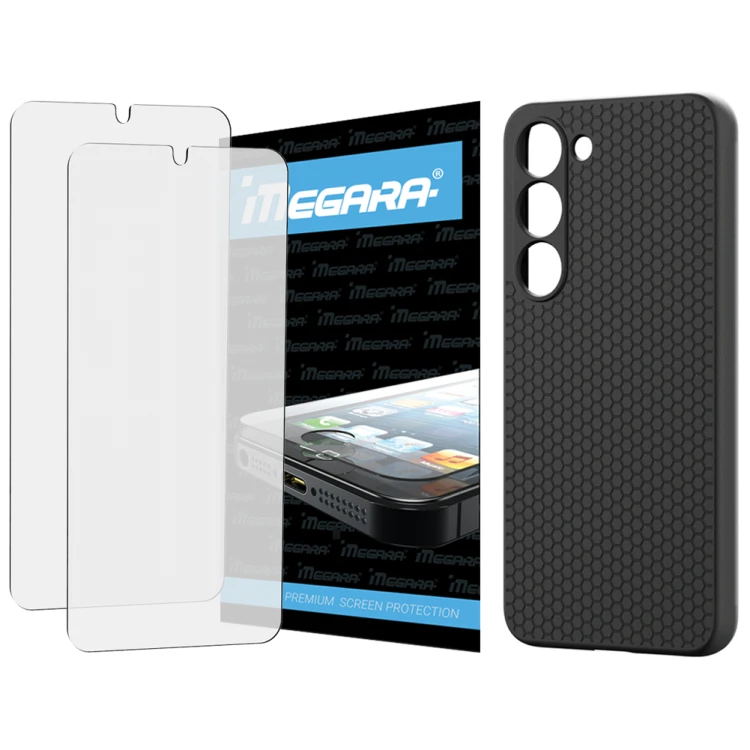 Folia do SAMSUNG GALAXY S23 ochronna + ETUI silikonowe czarne TPU