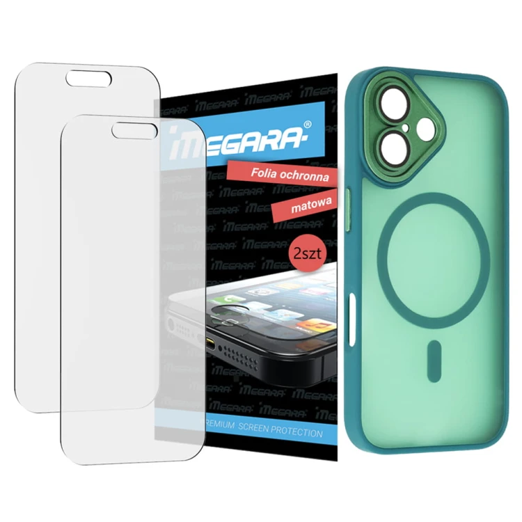 2x Folia ochronna do iPhone 17 MATOWA + MagSafe ETUI zielone TPU