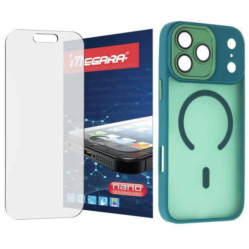Szkło hybrydowe do iPhone 17 Pro + MagSafe ETUI zielone TPU