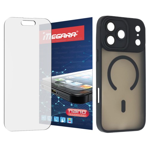 Szkło hybrydowe do iPhone 17 Pro Max + MagSafe ETUI czarne TPU