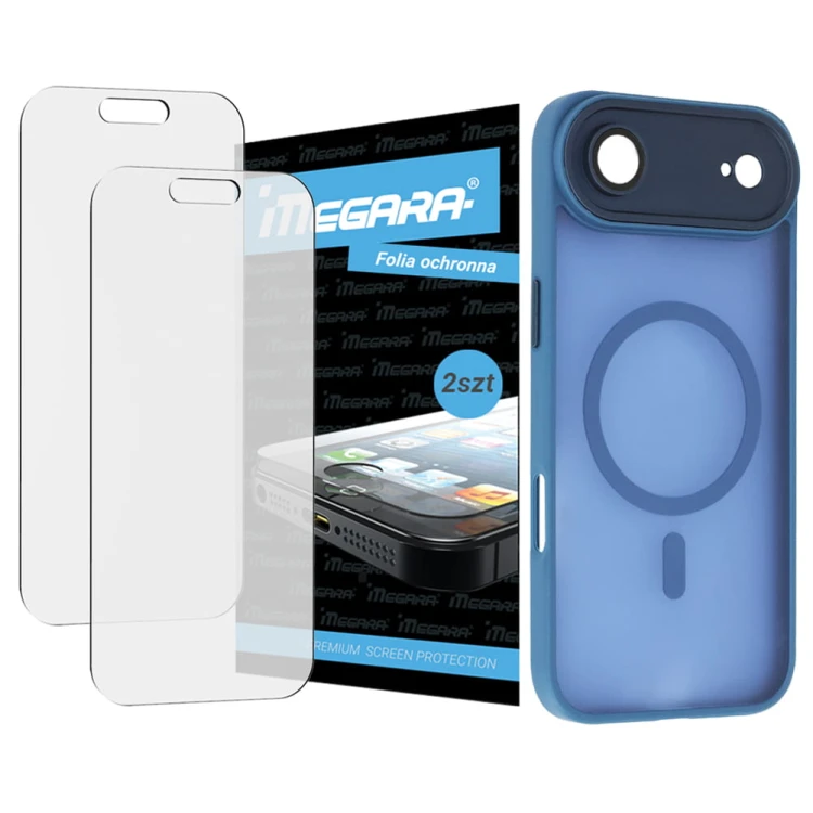 2x Folia ochronna do iPhone 17 Air + MagSafe ETUI niebieskie TPU
