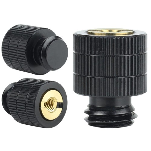Adapter Megara widok z przodu - czarny aluminiowy reduktor M5 na M12 do statywów