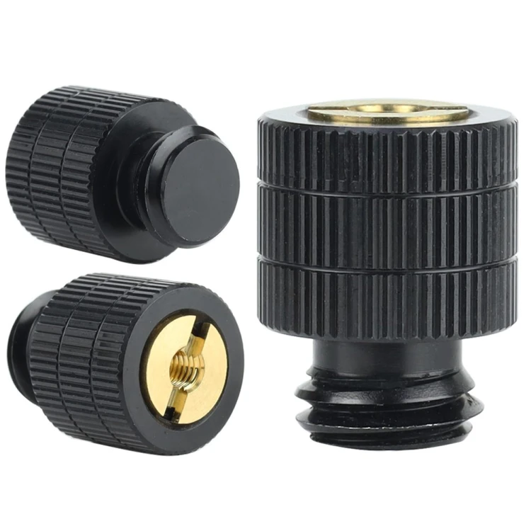 Adapter tuleja redukcja M4 na M12 widok z przodu, czarny aluminiowy
