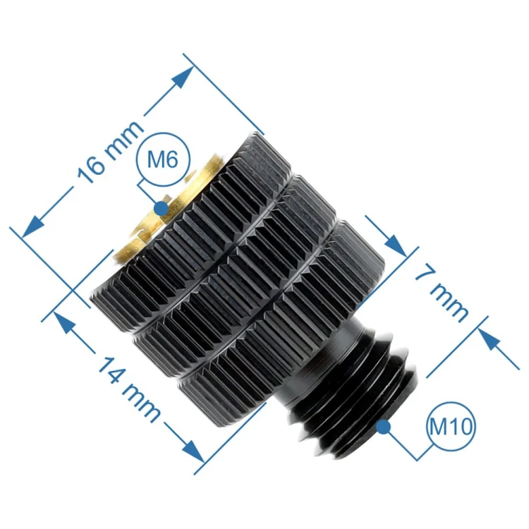 Aluminiowy adapter statywowy M6 na M10 precyzyjne wykończenie gwintu