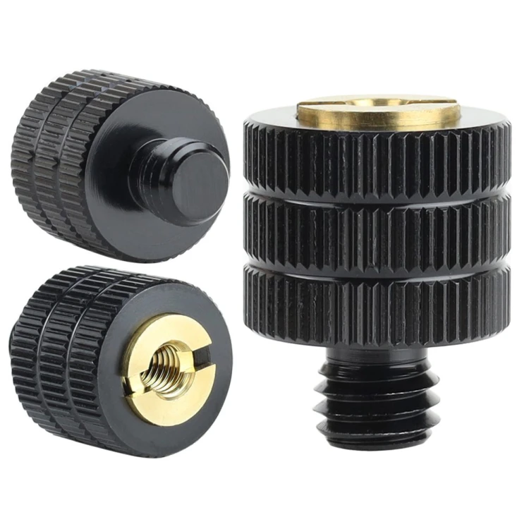 Adapter statywowy M5 na M8 Megara - widok z przodu, czarny aluminiowy design