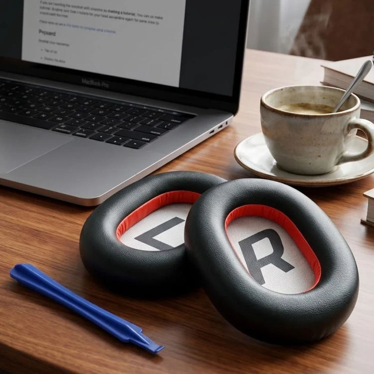 Czarne pady do słuchawek z pianki memory i skóry syntetycznej dla Plantronics