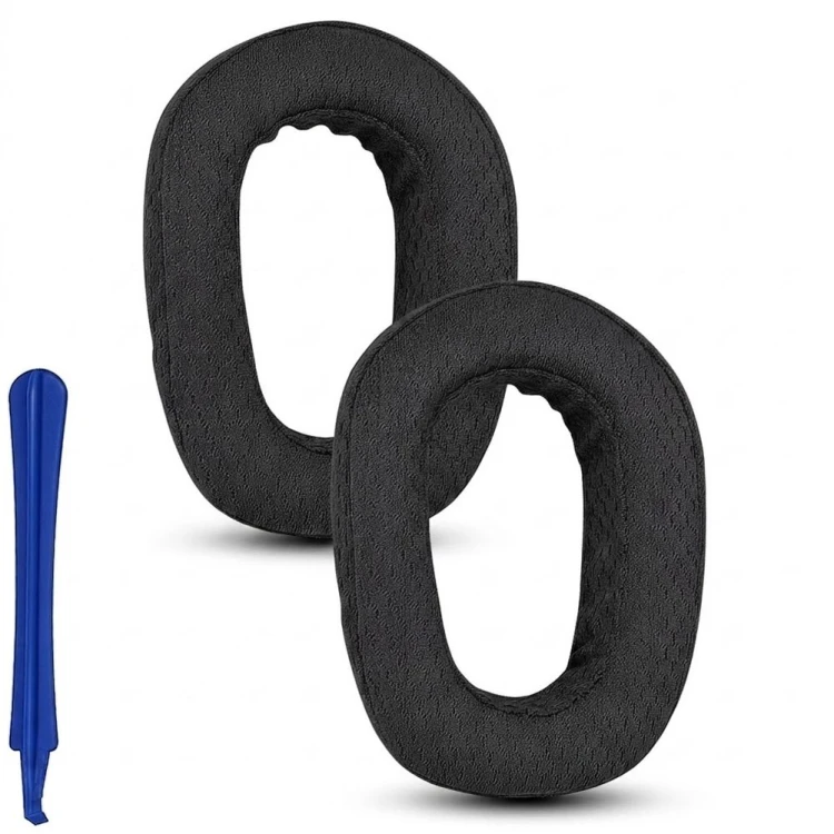 Czarne nauszniki do Logitech G435 widok z przodu, idealne dopasowanie do uszu