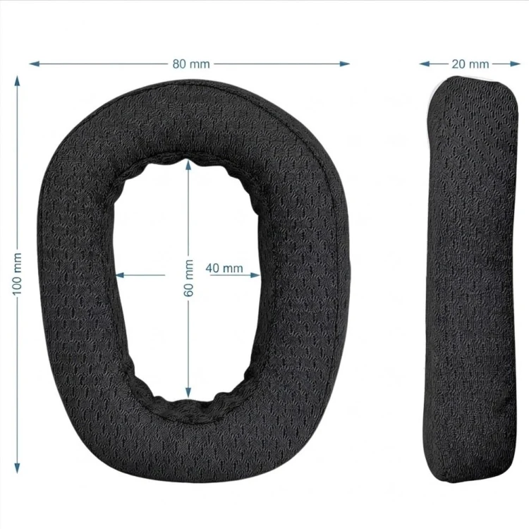 Czarne pady do Logitech G435 z pianką Memory Foam, doskonała izolacja dźwięku