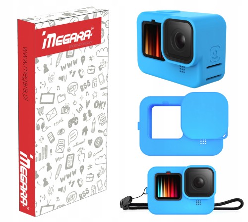 Etui silikonowe Megara do GoPro 9 - widok z przodu w kolorze niebieskim