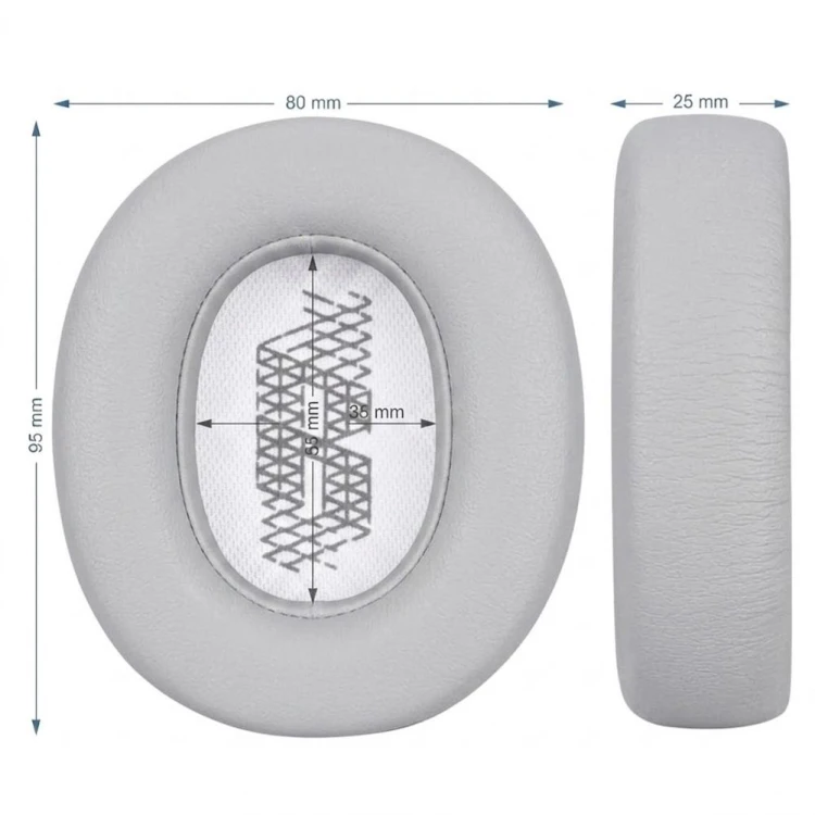 Szare pady do JBL Live z pianką Memory Foam - doskonała izolacja dźwięku