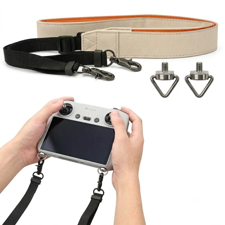 Smycz na szyję do kontrolera DJI RC widok z przodu w eleganckim beżowym kolorze