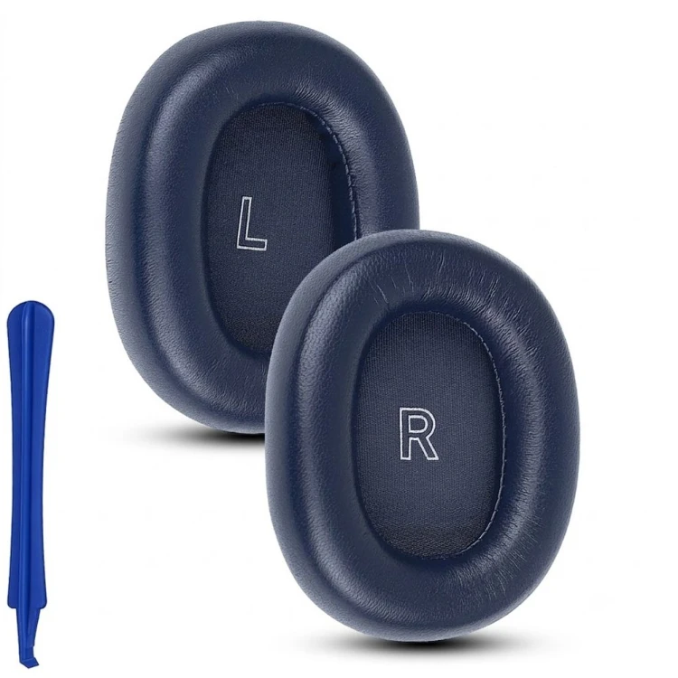 Granatowe nauszniki Megara do Beoplay H95 ANC - widok z przodu, skóra premium