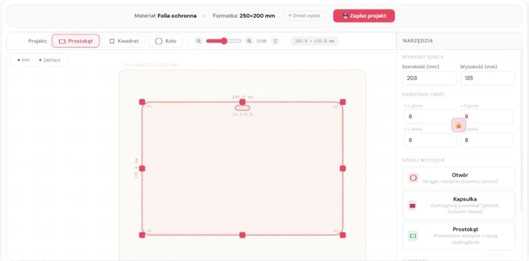 Folia ochronna na wymiar 250x200 mm na ekran tabletu i nawigacji – KREATOR MEGARA