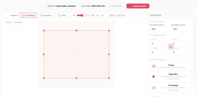 Matowe szkło hybrydowe ochronne 7H na wymiar 350x300 mm na ekran laptopa i tabletu graficznego – KREATOR MEGARA