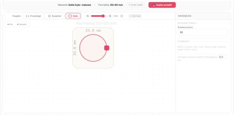 Matowe szkło hybrydowe ochronne 7H na wymiar 50x50 mm na ekran smartwatcha i licznika rowerowego – KREATOR MEGARA