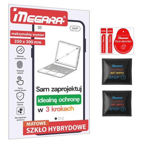 Matowe szkło hybrydowe ochronne 7H na wymiar 350x300 mm KREATOR – antyrefleks – formatka do samodzielnego projektowania kształtu