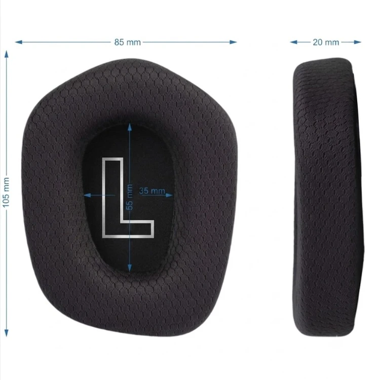 Nauszniki do Logitech G335 G733 czarne z miękką tkaniną
