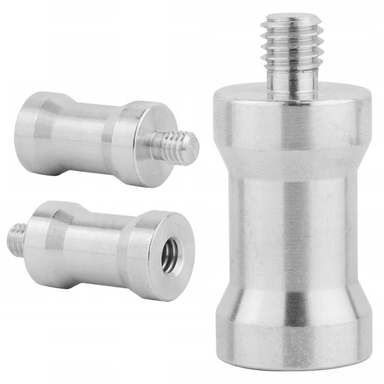 Adapter tuleja Megara M6 na 1/4" widok z przodu - srebrny, aluminiowy adapter do statywu 32 mm