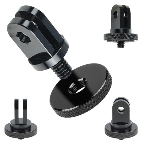 Adapter statywowy Megara z gwintem 1/4 cala w widoku z przodu, czarny kolor