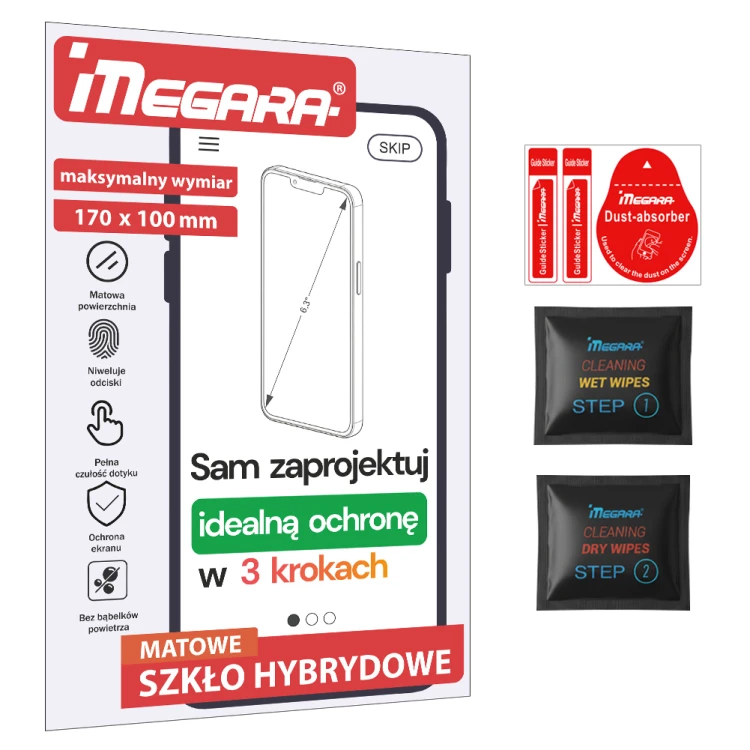 Matowe szkło hybrydowe ochronne 7H na wymiar 170x100 mm KREATOR – antyrefleks – formatka do samodzielnego projektowania kształtu