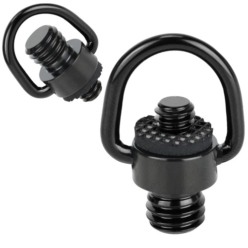 Adapter 1/4" męski na 3/8" męski z uchem D-Ring Megara, widok z przodu, idealny do akcesoriów foto-video