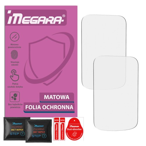 Dwie matowe folie ochronne 4H Megara do iGPSPORT BSC100S, widok z przodu. Idealne zabezpieczenie ekranu licznika rowerowego