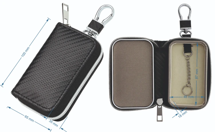 Pudełko zabezpieczające Keyless Go z eleganckiej skóry syntetycznej i aluminium, gwarantujące pełną blokadę sygnału