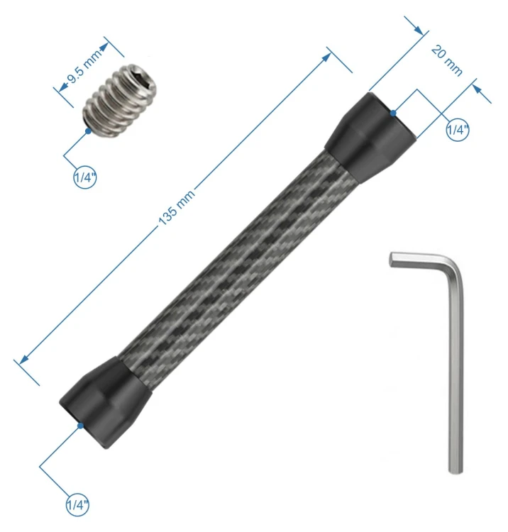 Wszechstronny adapter fotograficzny z gwintem 1/4" żeńskim i męskim do montażu mikrofonów czy oświetlenia LED