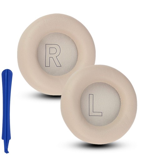 Beżowe nauszniki gąbki Megara do słuchawek B&O Beoplay HX, widok z przodu podkreślający elegancki design i idealne dopasowanie