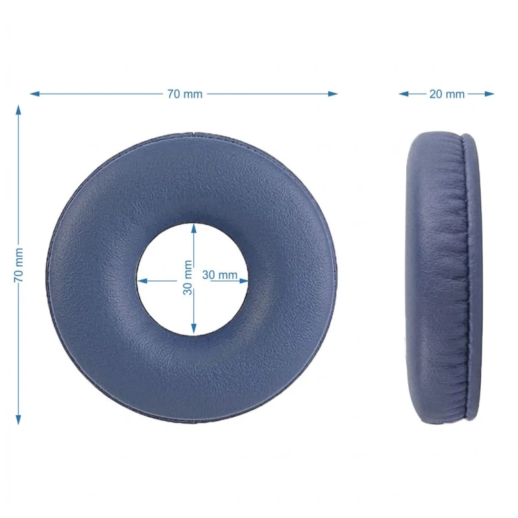 Detale miękkiej pianki Memory Foam w niebieskich gąbkach do Sony WH-CH520, gwarantujące doskonałe dopasowanie