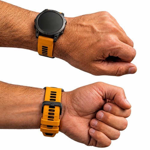 Sportowa opaska do smartwatcha Garmin z premium silikonu, pomarańczowo-czarna, zapewniająca komfort i wytrzymałość