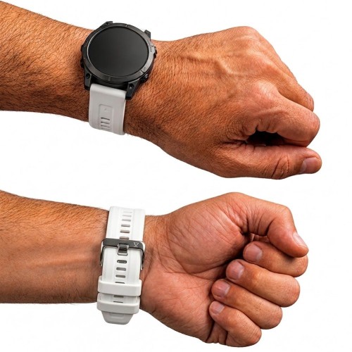 Opaska sportowa Megara do smartwatcha Garmin, wykonana z trwałego silikonu premium, z tradycyjną klamrą szpilkową w grafitowym kolorze