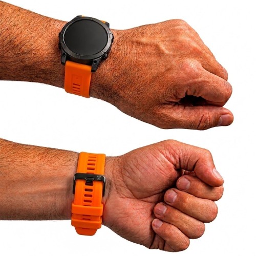 Wytrzymała opaska sportowa Megara z silikonu premium do zegarków Garmin, z grafitową klamrą szpilkową i systemem QuickFit