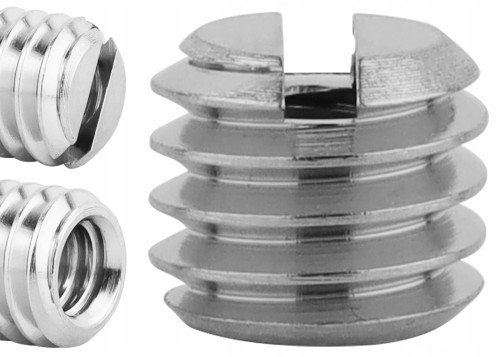 Nakrętka gwintowana redukcja adapter statyw 3/8" z nacięciem miedziana 8 mm