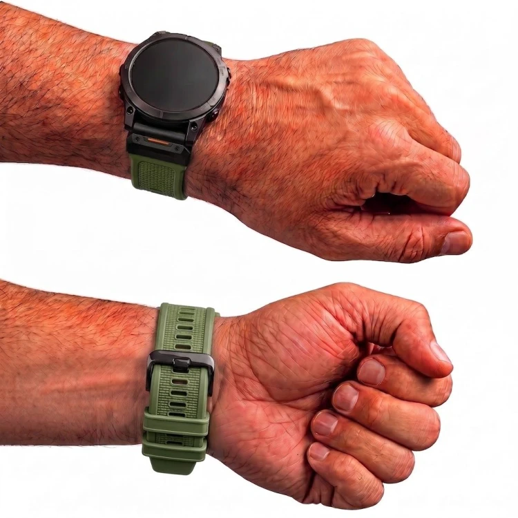 Wytrzymała opaska do smartwatcha Garmin z silikonu premium, zapewniająca komfort i styl militarny