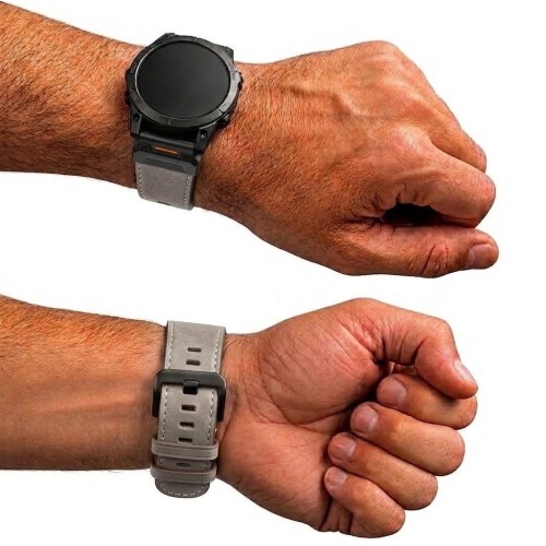 Wytrzymały pasek do smartwatcha Garmin, wykonany z wysokiej jakości skóry naturalnej premium, zapięcie szpilkowe