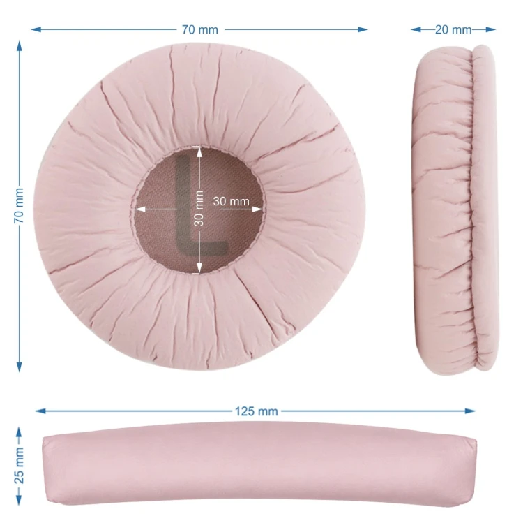 Szczegółowe ujęcie różowej gąbki na pałąk słuchawek JBL E35 T450 z pianką Memory Foam i taśmą 3M