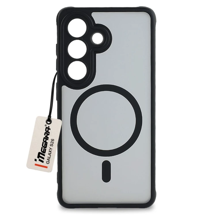 Czarne etui do Samsung Galaxy S26 MagSafe Case, widok z przodu, idealnie dopasowane plecki chroniące telefon